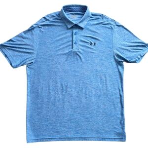 Under Armour Large Heathered Blue Polo Shirt Performance Wear